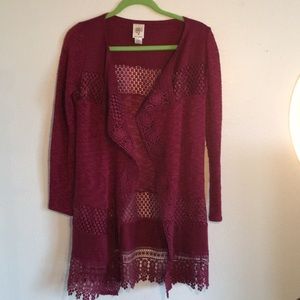 Self Esteem burgundy light cardigan in sz S
